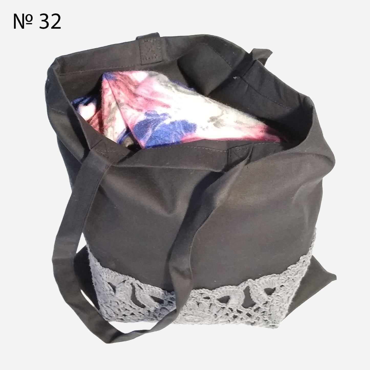 🛍️ N°32 Shopper Bag with Crochet Print - DecorWithTaste